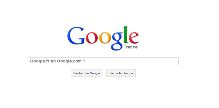 Ecran d'accueil Google France - même si on saisit google.com
